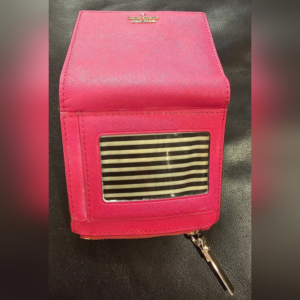 Kate Spade Cameron Street Adalyn Small Wallet Hot Pink Saffiano Leather EUC - Picture 11 of 13